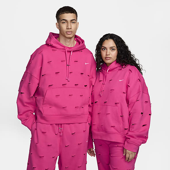 Men pink nike hoodie top